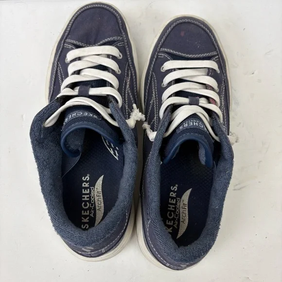 Skechers Arch Fit Arcade - Arcata Navy Blue Canvas Sneakers Shoes Women’s size 9 - Picture 6 of 9